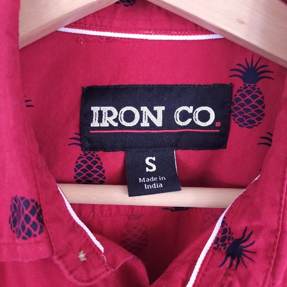 Iron Co Short Sleeve Red Pineapple Hawaiian Button Up Shirt Size S Mens & Unisex - Picture 3 of 9